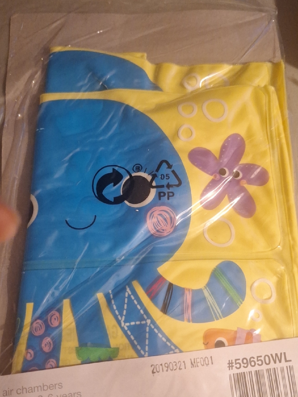 Kids Inflatable Swim Ring Cover with Blue Octopus & Yellow Background